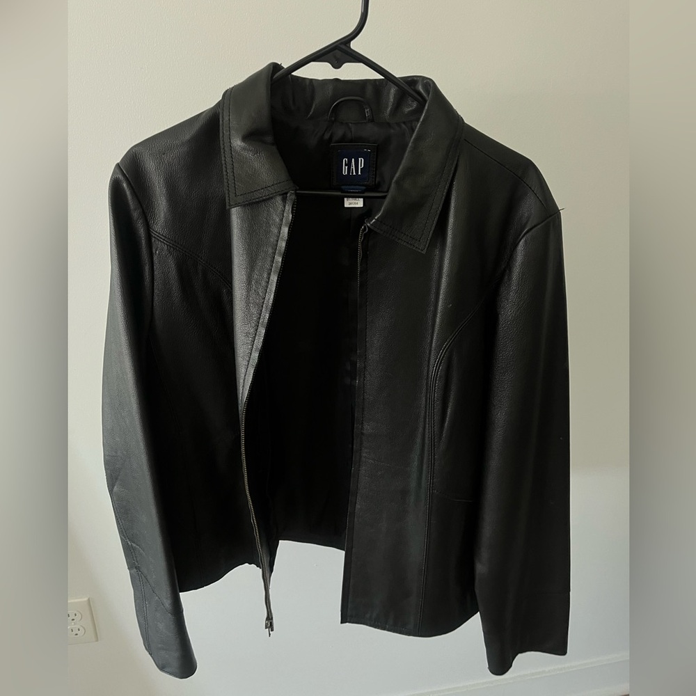 GAP Midnight Black Leather Jacket